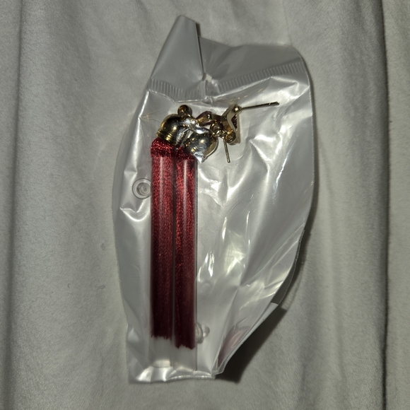 None Jewelry - Red Tassel Earrings